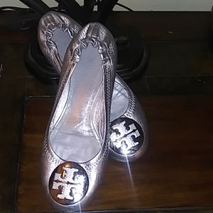 Tory Burch silver flats size 5.5